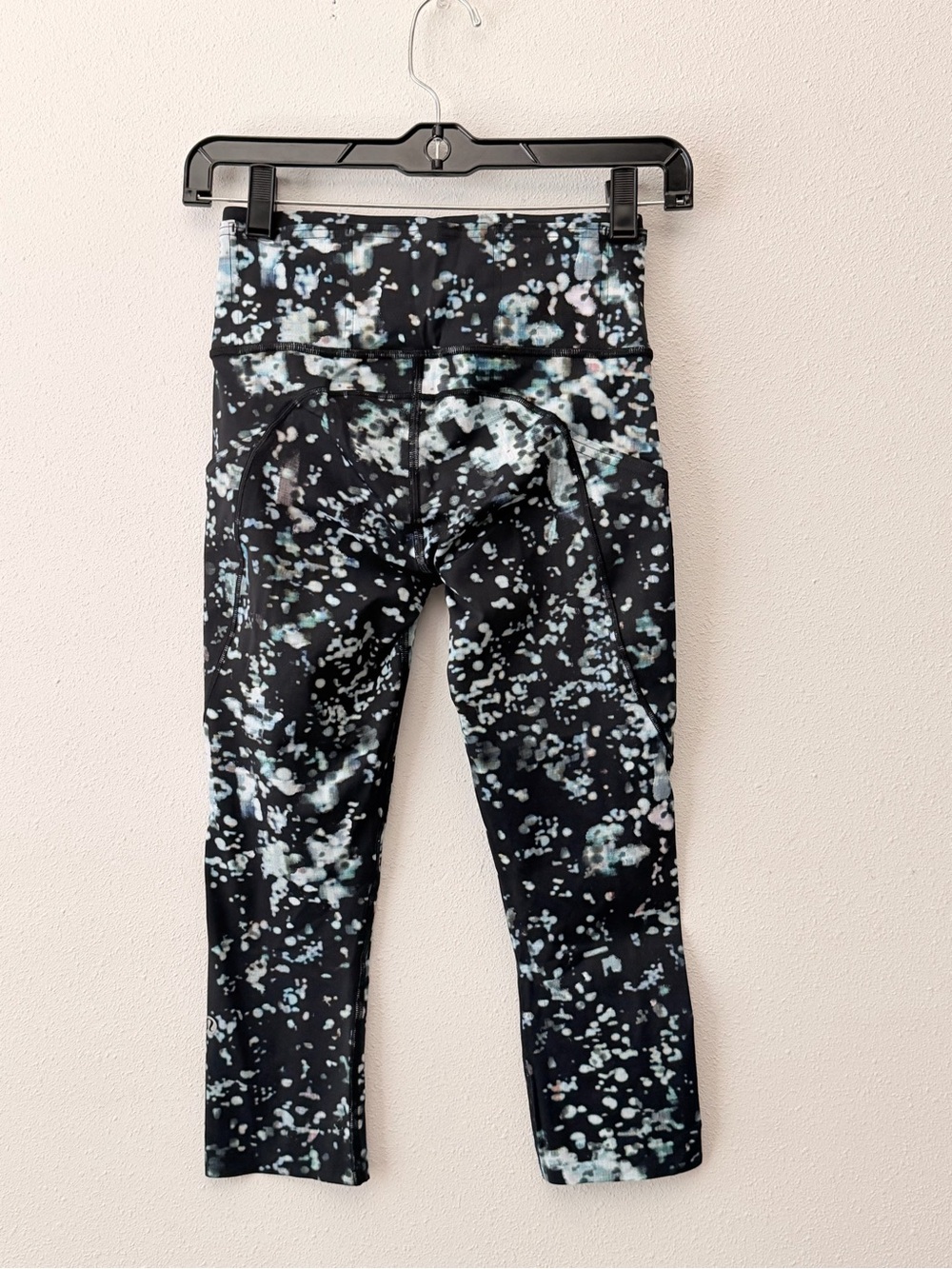 lululemon athletica Black Leggings with Light Blue Splatter Print